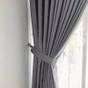 Rèm vải màu ghi trơn phòng khách